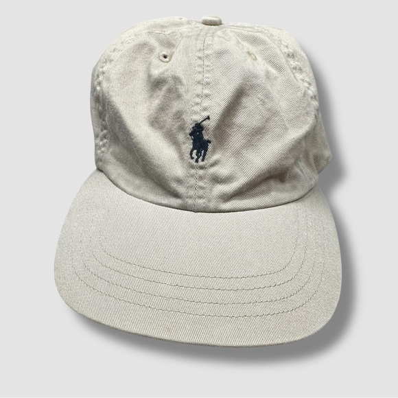 Polo Ralph Lauren Other - Polo By Ralph Lauren Classic Cotton Sports Cap Leather Strap Khaki Blue Pony